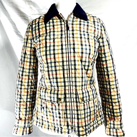 Talbots Plaid Quilted Full Zip Jacket Corduroy Collar Small Petite Field Coat SP - Picture 13 of 14